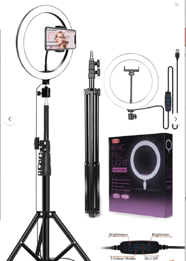  Kumandalı Youtuber Tiktok Çekim Işıklı Telefon Tutucu Makyaj Işığı Ring Light 10 Inç + 2.1 M Tripod