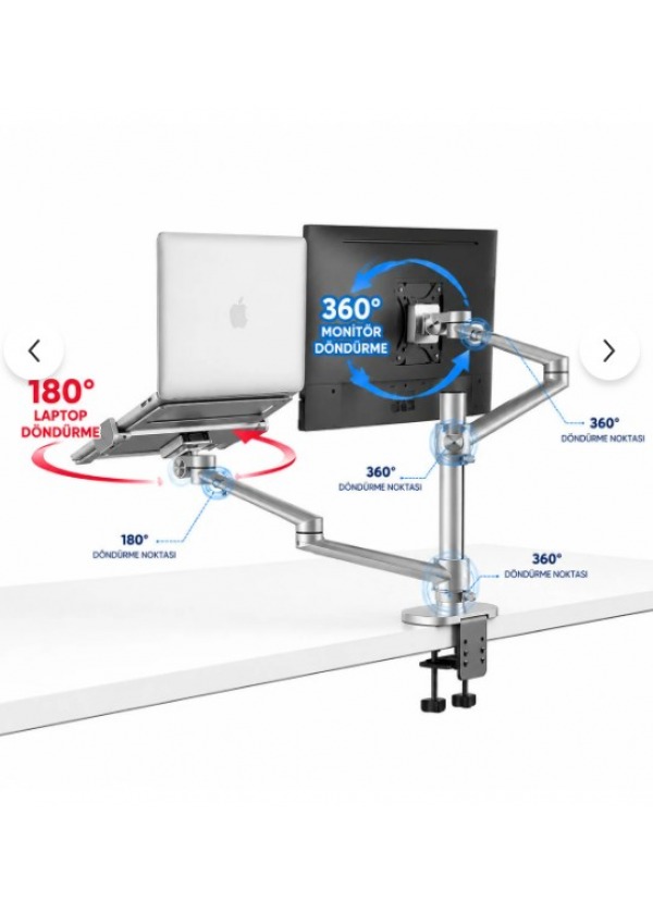 Moxti 2'Lİ Monitör Standı (HEM LAPTOP HEM MONİTÖR) - Monitör Standı - Monitör Aparatı